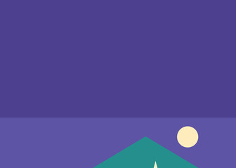 Geometric landscape generative art poster illustration