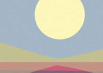 Geometric landscape generative art poster illustration