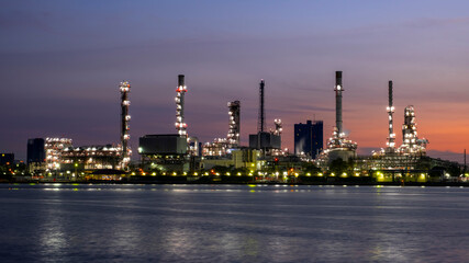 Naklejka premium Morning view of Bangchak Phra Khanong Oil Refinery.