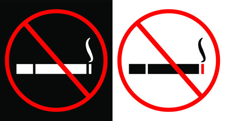 no smoking icon on black and white background