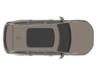 Transportation, grey SUV car, top view, marker style
