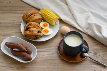 Rich breakfast on the table