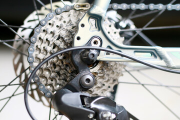 Fototapeta na wymiar Multi gear system on bicycle.