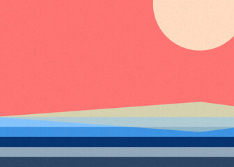 Geometric landscape generative art poster illustration