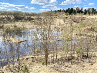 A large water-flooded quarry in the Naro-Fominsky district of the Moscow region