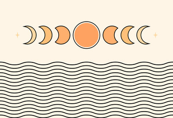 Abstract vector landscape. Contemporary illustration in pastel colors. Aesthetic poster.