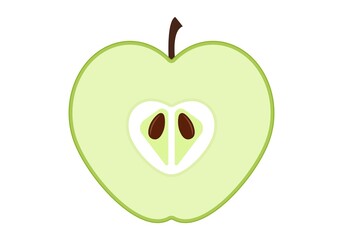 Green apple. Vector graphics on a white background.