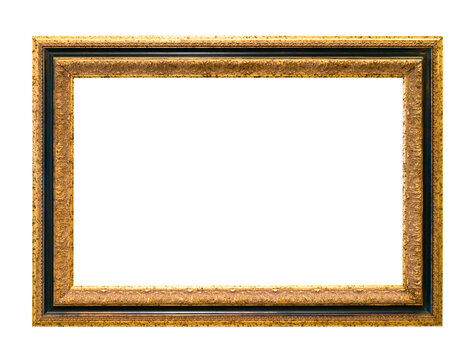 wide gold and black carved wood picture frame