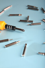 Fototapeta premium Screwdriver and metal replacement bits 