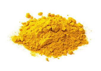 pile of Turmeric powder (Curcuma Longa) on white