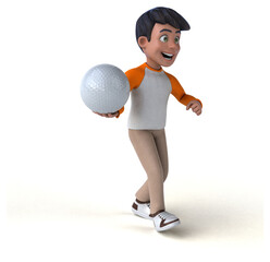 Fun 3D cartoon Asian teenager .