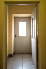 shabby yellow interior of corridor in house