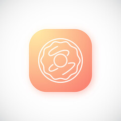 Gradient orange button with thin Donut icon isolated on white background. Vector template for ui, ux and website design.
