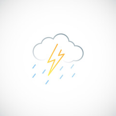 Thunder and Rain line icon. Vector weather sign.