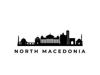 Vector North Macedonia skyline. Travel North Macedonia famous landmarks. Business and tourism concept for presentation, banner, web site.