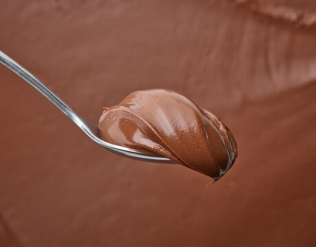 spoon of chocolate hazelnut cream