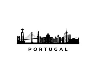 Vector Portugal skyline. Travel Portugal famous landmarks. Business and tourism concept for presentation, banner, web site.