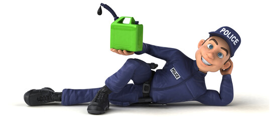 Fun 3D illustration of a cartoon Police Officer