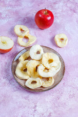 Homemade sun-dried organic apple slices.