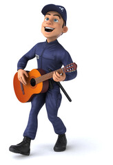 Fun 3D illustration of a cartoon Police Officer