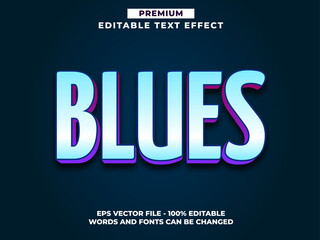 Fototapeta premium Blues 3d Gradient Modern Text Effect Style