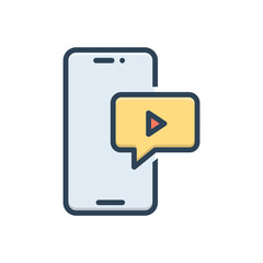 Color illustration icon for video message