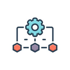 Color illustration icon for workflow process
