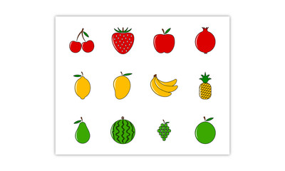 Fruit icon flat colorful and simple minimal design.