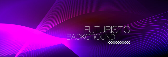 Abstract neon glowing light in the dark with waves. Shiny magic energy and motion concept, vector abstract wallpaper background