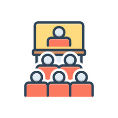 Color illustration icon for audience in presentation of business 
