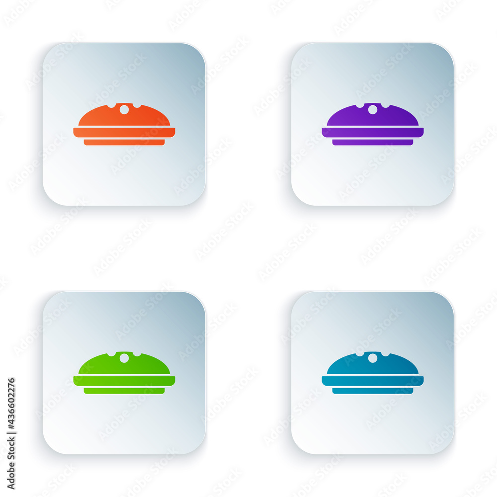 Poster color homemade pie icon isolated on white background. set colorful icons in square buttons. vector