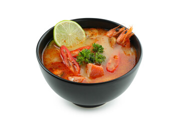 Tasty Tom yum soup isolated on white background