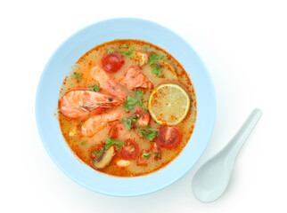 Tasty Tom yum soup isolated on white background