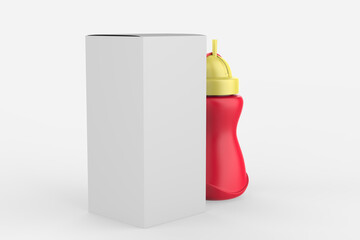 Baby milk bottle. Nutrition plastic container for a newborn for dairy product. Isolated on a white background. 3d illustration