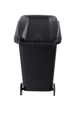 Plastic black trash can isolated on white background