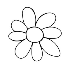 Flower icon. Hand drawn simple black outline vector illustration clip art in doodle style, isolated on white background