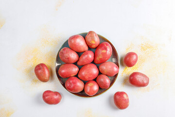 Fresh organic raw red potatoes.