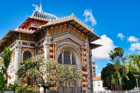 Schoelcher library at Fort-de-France in Martinique island. French Antilles Caribbean sea.