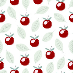 Hand drawn summer print with Cherry. Vector Cherry print for fabric or wallpaper. 