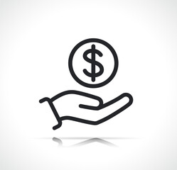 money coin on hand icon