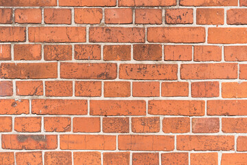 Brick wall with red brick, red brick background.