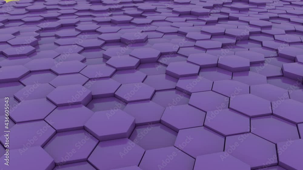 Poster loop 3d animation of a geometric object, a hexagon. the number of hexagons increases and fills the e