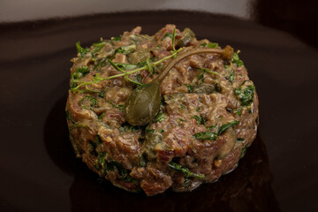 Raw beef tartar with capers