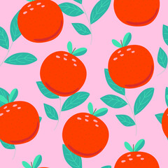 Hand drawn summer print with Orange. Vector Orange print for fabric or wallpaper. 