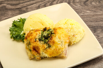 Roasted pangasius fillet with mashed potato
