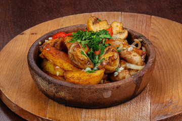Georgian traditional cuisine - meat with potato