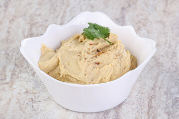 Traditional Jewish Hummus with olive oil
