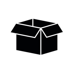 Open box glyph icon. Post service. Vector isolated black illustration.