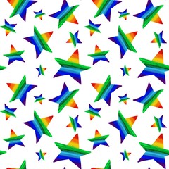 An abstract seamless pattern of rainbow stars. Design for clothing, fabric and other objects.