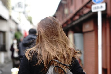 woman walking on the street